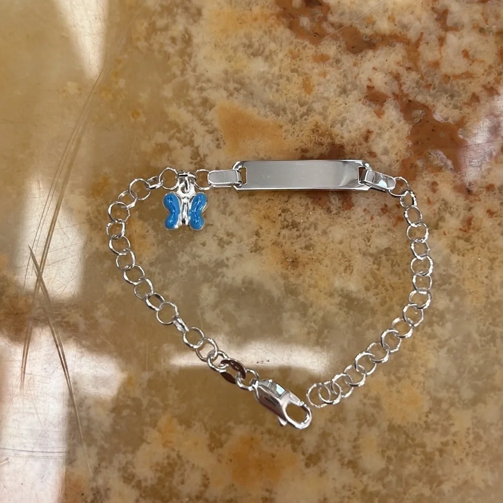 925 SILVER KIDS ID RED LADYBUG BRACELET 6.25